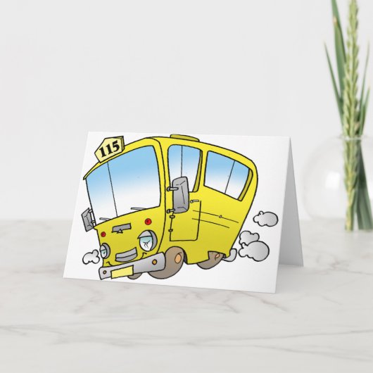 Cartoon Yellow Bus Wenskaarten Kaart (Voorkant)