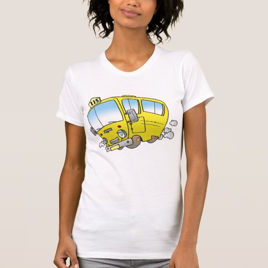 Cartoon Yellow Bus Womens T-Shirt (Voorkant)