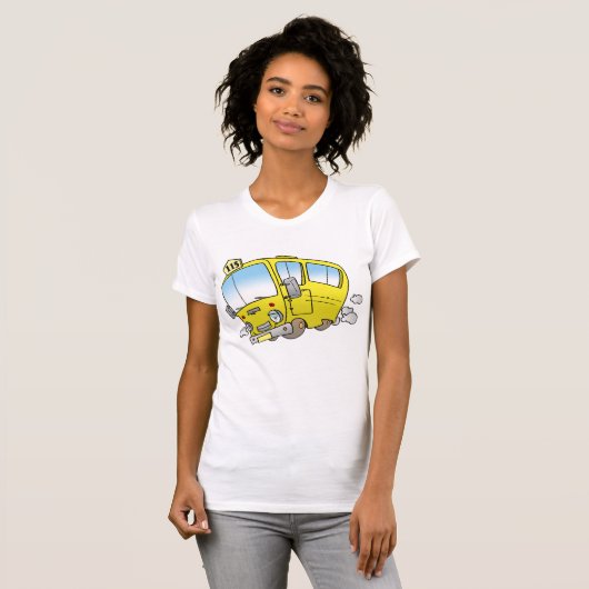 Cartoon Yellow Bus Womens T-Shirt (Voorkant volledig)