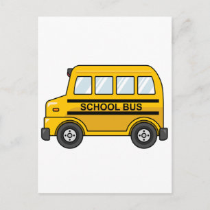 Cartoon Yellow en Black School Bus Briefkaart