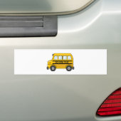 Cartoon Yellow en Black School Bus Bumpersticker (Op auto)