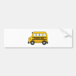Cartoon Yellow en Black School Bus Bumpersticker