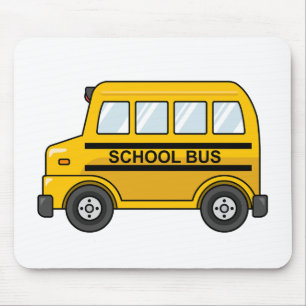 Cartoon Yellow en Black School Bus Muismat