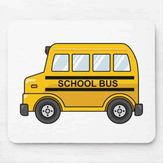 Cartoon Yellow en Black School Bus Muismat (Voorkant)