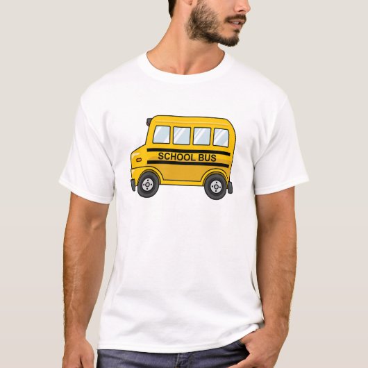 Cartoon Yellow en Black School Bus T-shirt (Voorkant)
