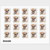 Cartoon Yellow Labrador Retriever Vierkante Sticker (Vel)