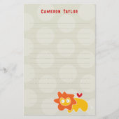 Cartoon Yellow Lion Kinder kinderen Stippen dank u Briefpapier (Voorkant)