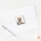 Cartoon Yellow Lying Labrador Retriever Vierkante Sticker (Envelop)