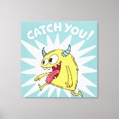 Cartoon Yellow Monster Running - Catch You Canvas Afdruk (Voorkant)