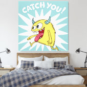 Cartoon Yellow Monster Running - Catch You Canvas Afdruk (Insitu (Slaapkamer))