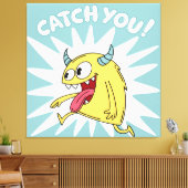 Cartoon Yellow Monster Running - Catch You Canvas Afdruk (Insitu (Woonkamer))