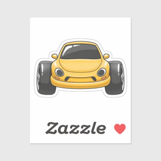 Cartoon Yellow Toon Car Sticker (Vel)