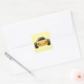 Cartoon Yellow Toon Car Vierkante Sticker (Envelop)