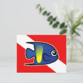 Cartoon Yellowbar Angelfish Dive Vlag Briefkaart (Staand voorkant)