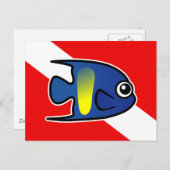 Cartoon Yellowbar Angelfish Dive Vlag Briefkaart (Voorkant / Achterkant)