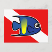 Cartoon Yellowbar Angelfish Dive Vlag Briefkaart (Voorkant)