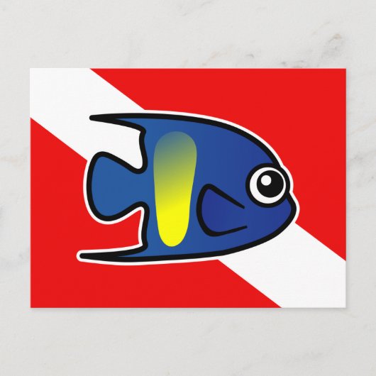 Cartoon Yellowbar Angelfish Dive Vlag Briefkaart (Voorkant)