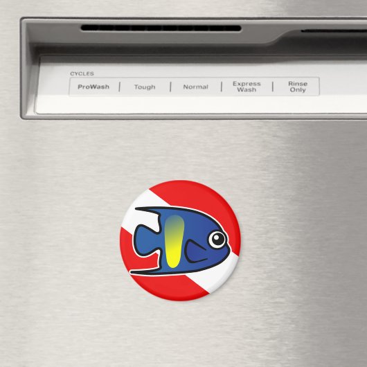 Cartoon Yellowbar Angelfish Dive Vlag Magneet (Insitu (Vaatwasser))