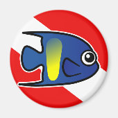 Cartoon Yellowbar Angelfish Dive Vlag Magneet (Voorkant)