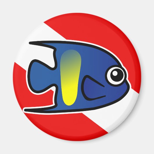 Cartoon Yellowbar Angelfish Dive Vlag Magneet (Voorkant)