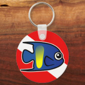 Cartoon Yellowbar Angelfish Dive Vlag Sleutelhanger (Voorkant)