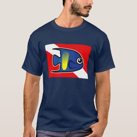 Cartoon Yellowbar Angelfish Dive Vlag T-shirt (Voorkant)