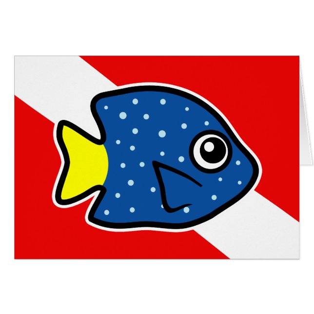 Cartoon Yellowtail Damselfish Dive Vlag (Voorkant Horizontaal)