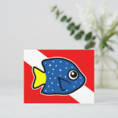 Cartoon Yellowtail Damselfish Dive Vlag Briefkaart (Staand voorkant)