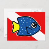 Cartoon Yellowtail Damselfish Dive Vlag Briefkaart (Voorkant / Achterkant)
