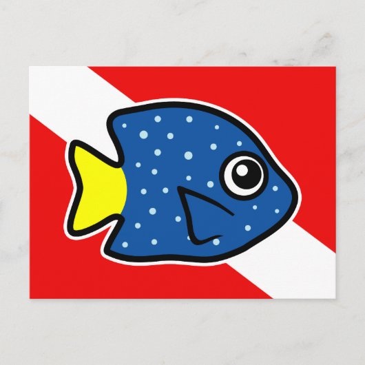 Cartoon Yellowtail Damselfish Dive Vlag Briefkaart (Voorkant)