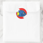 Cartoon Yellowtail Damselfish Dive Vlag Ronde Sticker (Tas)