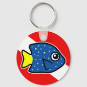 Cartoon Yellowtail Damselfish Dive Vlag Sleutelhanger (Voorkant)