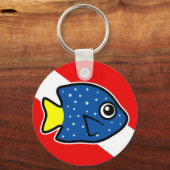 Cartoon Yellowtail Damselfish Dive Vlag Sleutelhanger (Voorkant)