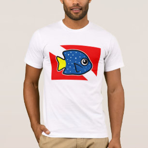 Cartoon Yellowtail Damselfish Dive Vlag T-shirt