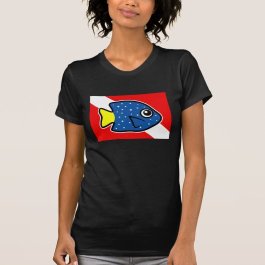 Cartoon Yellowtail Damselfish Dive Vlag T-shirt (Voorkant)
