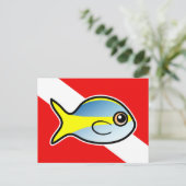 Cartoon Yellowtail Snapper Dive Flag Briefkaart (Staand voorkant)