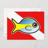 Cartoon Yellowtail Snapper Dive Flag Briefkaart (Voorkant / Achterkant)