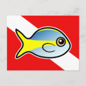 Cartoon Yellowtail Snapper Dive Flag Briefkaart (Voorkant)