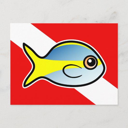 Cartoon Yellowtail Snapper Dive Flag Briefkaart (Voorkant)