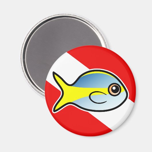 Cartoon Yellowtail Snapper Dive Flag Magneet (Voorkant / Achterkant)