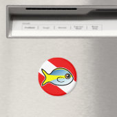 Cartoon Yellowtail Snapper Dive Flag Magneet (Insitu (Vaatwasser))