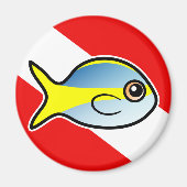 Cartoon Yellowtail Snapper Dive Flag Magneet (Voorkant)