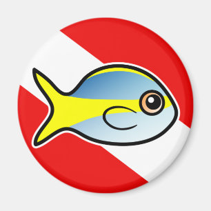 Cartoon Yellowtail Snapper Dive Flag Magneet