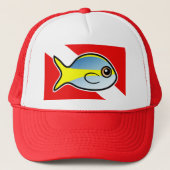 Cartoon Yellowtail Snapper Dive Flag Trucker Pet (Voorkant)