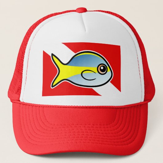 Cartoon Yellowtail Snapper Dive Flag Trucker Pet (Voorkant)