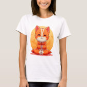 Cartoon Yoga Kat T-shirt (Voorkant)