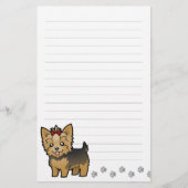 Cartoon Yorkshire Terrier (kort haar met boeg) Briefpapier (Voorkant)