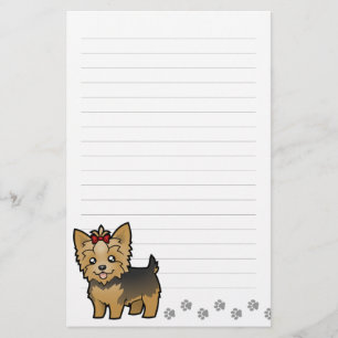 Cartoon Yorkshire Terrier (kort haar met boeg) Briefpapier