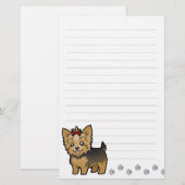 Cartoon Yorkshire Terrier (kort haar met boeg) Briefpapier (Voorkant / Achterkant)