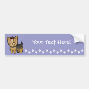 Cartoon Yorkshire Terrier (kort haar met boeg) Bumpersticker